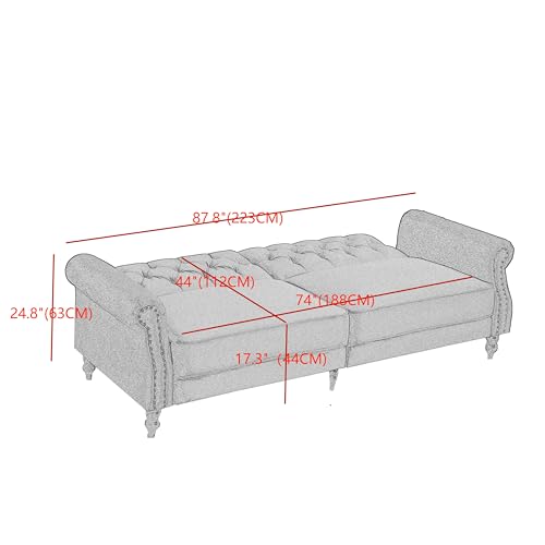 Legend Vansen 87.8 inchs Convertible Velvet Bed Sleeper Futon Sofas, Wine Red Legend Vansen