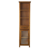 Teamson Home Avery Wooden Bathroom Linen Tower Cabinet with 1 Drawer 3 Adjustable Interior Shelves and 6 Storage Spaces, Oiled Oak Teamson Home