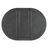 Merax 5-Piece Extendable Dining Table and 4 Upholstered Chairs, Round Oval Dining Table Set for 4, Wood MDF Kitchen Table Set with Removable Leaf for Dining Room, 42" to 58" (Grey+White) Merax
