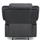 Relax-A-Lounger Preston 33.5" Manual Pull-Handle Recliner, Traditional Overstuffed, Pocket Coil Comfort, Black Metal Base Legs, Soft Microfiber Fabric, Steel Gray
