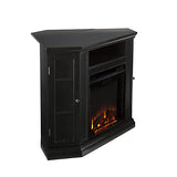 SEI Furniture Claremont Convertible Corner Electric Fireplace Media Stand with Storage, Black SEI Furniture
