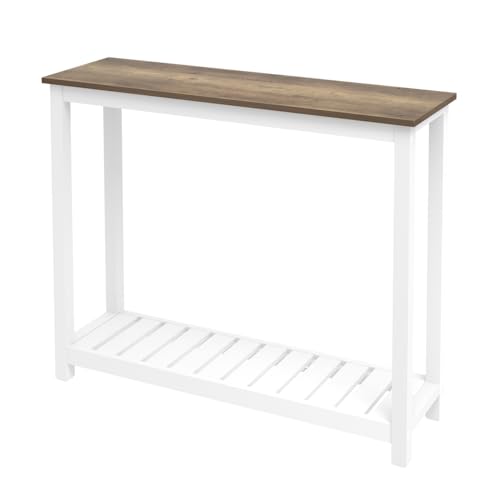 FOLUBAN Farmhouse Sofa Table, Rustic Vintage Console Table for Entryway, Living Room, Hallway, White FOLUBAN