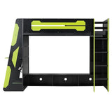 Merax Twin Size Gaming Loft Bed with Desk and Multi-Storage Shelves, Wooden Loft Bed Frmae with Light, Space-Saving Bed with Safety Guardrail Merax