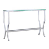Coaster Home Furnishings - Saide - Metal and Glass - 43.5-Inch Rectangular Contempandary Table with Clear Tempered Glass Top - Entryway, Living Room, and Hallway - Chrome - 720339 Coaster Fine Furniture