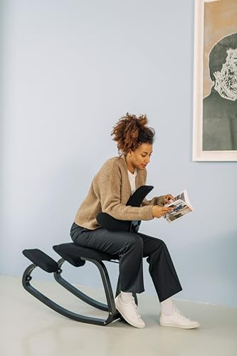 Varier ThatSit Balans Adjustable Ergonomic Kneeling Chair with Backrest, 10-Year Limited Warranty, Designed by Peter Opsvik, Blue/Natural Varier