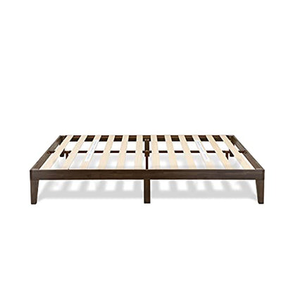 East West Furniture DNP-22-Q Walnut Queen Platform Bed Frame with Solid Wood Legs - WoodArtSupply