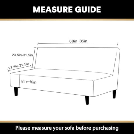 PrinceDeco Stretch Armless Futon Cover Futon Slipcover Full Queen Size Couch Cover Futon Sofa Bed Cover Furniture Protector with Elastic Bottom, Machine Washable, Biscotti Beige PrinceDeco