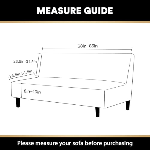 PrinceDeco Stretch Futon Slipcover Armless Futon Bed Cover Furniture Protector Without Armrests with Elastic Bottom for Kids, Soft Jacquard Fabric Small Checks, Machine Washable, Loden Frost PrinceDeco
