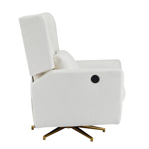 Christopher Knight Home Dolia Boucle Fabric Upholstered 360° Swivel Chair, Push-Back Power Recliner Chair, Iron Recliner Sofa with Rotation, Living Room Lounge Sofa, Adjustable Backrest, Beige+Gold Christopher Knight Home