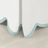 Lush Decor Coastal Chic Scalloped Edge Linen-Textured Bed Skirt Single, King Blue & White - White Bed Skirt King Size - Coastal Decor - Wrap Around Bed Skirt Lush Decor