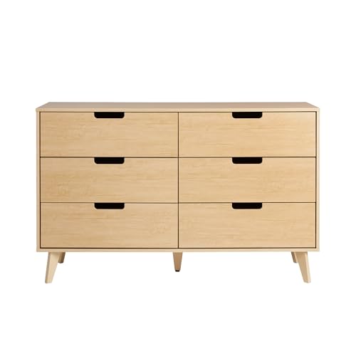 Walker Edison Modern 6-Drawer Dresser Bedroom Storage Organizer, 52 Inch, Riviera Cut-Out - WoodArtSupply