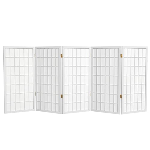 3 ft. Short Window Pane Shoji Screen - White - 5 Panels Red Lantern