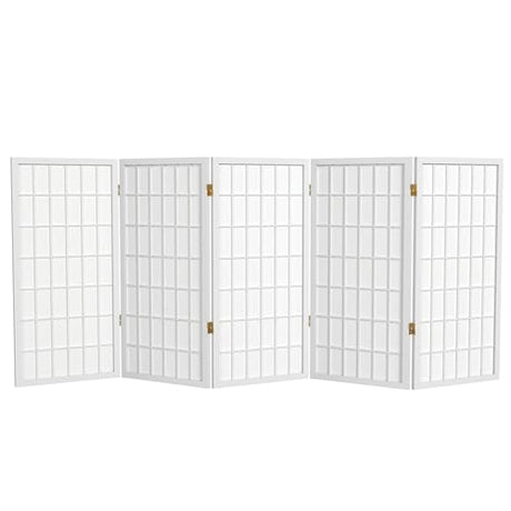 3 ft. Short Window Pane Shoji Screen - White - 5 Panels Red Lantern