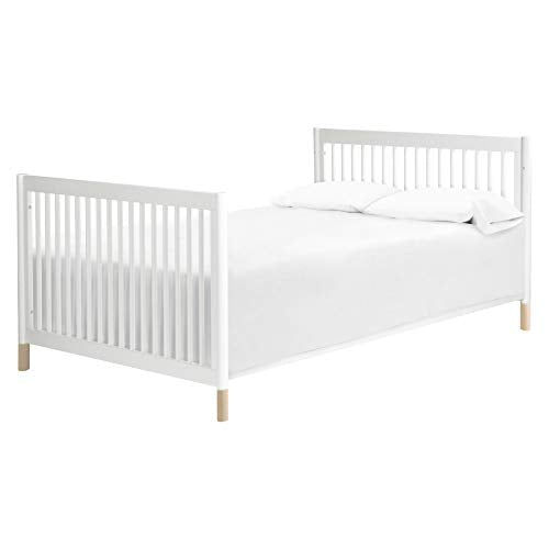 Babyletto Gelato 4-in-1 Convertible Crib with Toddler Bed Conversion in White and Washed Natural, Greenguard Gold Certified