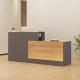 LayBurst L-Shaped Reception Desk with Lockable Drawers, Adjustable File Cabinet & Keyboard Tray, Modern Front Counter for Office, Salon, or Lobby LayBurst