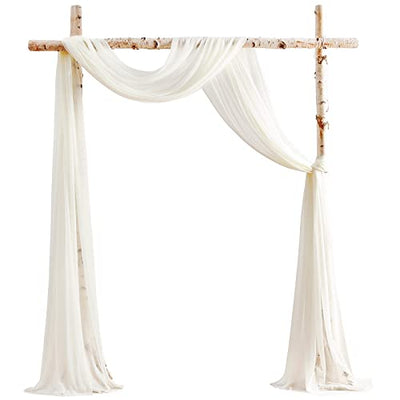 Floroom Wedding Arch Draping Fabric 2 Panels 20Ft Ivory Chiffon Fabric Drapes Arbor Drapery Wedding Ceremony Reception Swag Decorations
