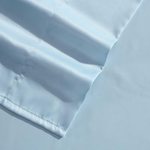 Laura Ashley - Twin Sheet Set, 100% Soft & Silky Smooth Satin Bed Sheets, Deep Pockets, Bedding with Matching Fitted Sheet & Pillowcase (Bliss Blue) Laura Ashley