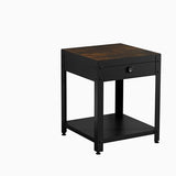 MyVoice End Table with Hidden Storage - Concealment Side Table with Fingerprint Lock, Steel Nightstand for Living Room, Bedroom, Quick-Access (Wood) MyVoice