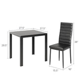 Gizoon 3 Piece Glass Dining Table Set, Kitchen and Chairs for 2, PU Leather Modern Room Sets for Home, Kitchen, Living Room Gizoon