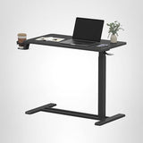 FLEXISPOT Mobile Standing Desk with Wheels Pneumatic Laptop Desk Rolling Computer Cart Movable Height Adjustable Small Sit Stand Workstation Home Use (31.5" W x 17.7" D, Black) FLEXISPOT