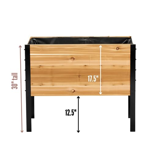 EARTH ELEVATED 100% Canadian Cedar Wood Elevated Garden Bed for Gardening - Planter Pot to Grow Herbs Flowers, and Vegetables at Home Indoor and Outdoor Patio Balcony Deck - 18” x 36” x 30” - WoodArtSupply