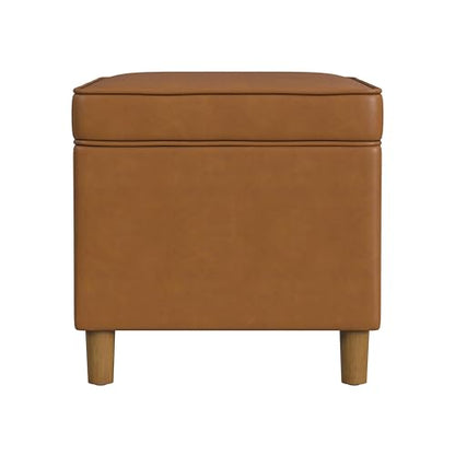 HomePop - Dinah 24" Storage Ottoman- Carmel Faux Leather