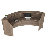 Linea Italia Curved Modern Office Desk Easy to Assembly 2 Panel Reception Counter for Lobby, Salon, 124" x 49", Walnut Linea Italia