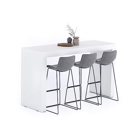 Mobili Fiver Evolution High Bar Table - Ashwood White for 6 People, Modern Kitchen Island Mobili Fiver