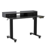 Claiks Standing Desk with Drawers, Stand Up Electric Standing Desk Adjustable Height, Sit Stand Desk with Storage Shelf and Splice Board, 48 Inch, Black Claiks