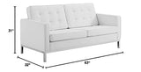 Modway Loft Tufted Button Faux Leather Upholstered Loveseat in Silver White Modway
