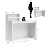 TUSY 42.2" H Modern Reception Desk - Small Front Desk with Adjustable LED Light, Reception Room Table with Built-in USB Outlet for Salon, Lobby (47.2" W x 19.69" D x 42.2" H)