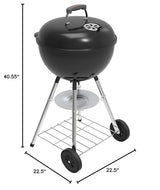 Megamaster Premium Charcoal Grill, 18" Heavy Duty Charcoal Kettle Grill, Outdoor Cooking, Camping Patio, Backyard, Tailgating, Black Megamaster
