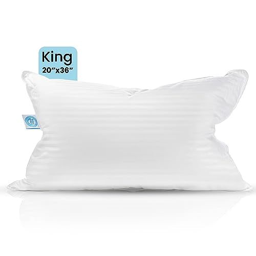 East Coast Bedding Balanced Dream 50/50 Goose Feather Down King Pillow 20x36 Inch Medium Support with 100% Cotton Shell – Single Pack East Coast Bedding