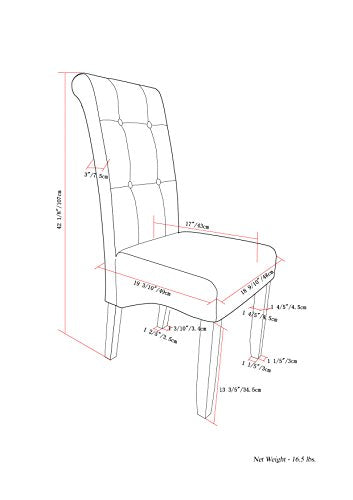 SIMPLIHOME Cosmopolitan Parson Dining Chair (Set of 2), Tanners Brown Faux Leather and SOLID WOOD, Square, Upholstered, For the Dining Room, Contemporary Modern SIMPLIHOME