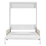 Merax Murphy Bed Queen with Couch, Queen Size Adult Murphy Wall Hidden Bed with Sofa, No Box Spring Needed, White Merax