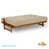 Arden Futon Set - Full Size Futon Frame with Mattress Included (8 Inch Thick Mattress, Twill Khaki Color), Heavy Duty Wood, Popular Sofa Bed Choice Nirvana Futons