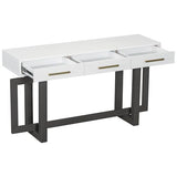 Knocbel Long Console Table with 3 Drawers and Handles, Minimalist Entryway Sofa Tables with Cross Sled Base for Living Room Hallway, 15.7" D x 57" W x 30.6" H Gray and Whitetop Knocbel