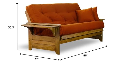 Brentwood Tray Arm Full Size Wood Futon Frame - Heritage Finish - WoodArtSupply