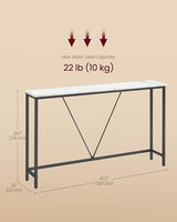 VASAGLE Console Sofa Table, Narrow Entryway Table, for Living Room, Bedroom, Easy Assembly, Marble White and Ink Black ULNT020W01 VASAGLE