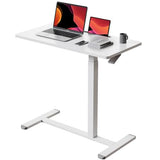 Gibbon Mounts Mobile Standing Desk, Pneumatic Adjustable Rolling Desk(31.5 Inches), Portable Laptop Desk with Wheels, Overbed Bedside Table Laptop Table for Couch, Home, Office, White Gibbon Mounts
