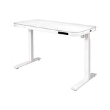 Seville Classics Airlift Electric Height Adjustable Desk with Tempered Glass Top, USB Charging Ergonomic Sit Stand Modern Home Office Workstation, Seville Classics