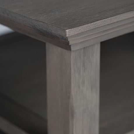 SIMPLIHOME Acadian SOLID WOOD 19 inch wide Square Rustic Contemporary End Side Table in Farmhouse Grey with Storage, 2 Shelves, for the Living Room SIMPLIHOME