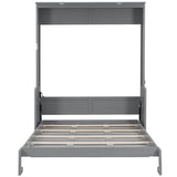 Merax Queen Size Murphy Bed with Small Storage Shelf(AS Desk), Wall Murpht Bed Cabinet Queen with Lights and USB Charging Station, No Box Spring Needed, Gray Merax