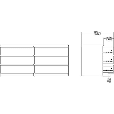 Tvilum Scottsdale 6 Drawer Double Dresser, White High Gloss Tvilum