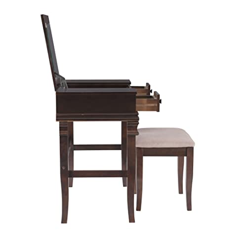 Linon Angela Walnut Vanity Set,30" x 36" x 18" Linon