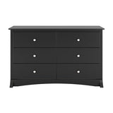Prepac Sonoma Traditional 6-Drawer Dresser for Bedroom, Functional Dresser Chest of Drawers 17.5" D x 48" W x 29" H, Black, BDC-4829 Prepac