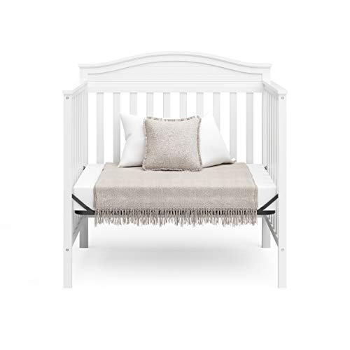 Graco Stella 4-in-1 Convertible Mini Crib with Bonus Mattress (White) – Includes Bonus 2.50 Inch Thick Mattress with Water-Resistant Cover, Converts to Twin Bed with Headboard and Footboard Graco