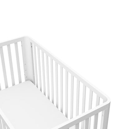 Storkcraft Santos 3-in-1 Convertible Crib (White with Natural) – GREENGUARD Gold Certified, Fits Standard Crib Mattress, Converts to Toddler Bed, - WoodArtSupply