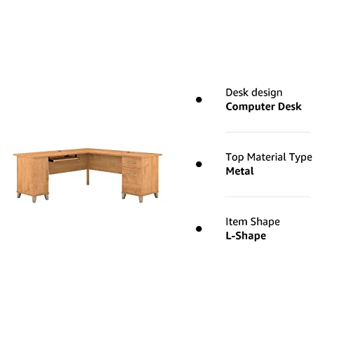 Bush Furniture Somerset 72W L Shaped Desk with Storage in Maple Cross, 72-inch Large Corner Computer Table for Home Office Workspace Bush Business Furniture
