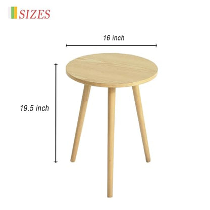 AWASEN Side Table Round, Small Accent Table Nightstand Modern End Table for Living Room Bedroom Office Small Spaces, 16''D x 19.5''H(Natural Walnut) - WoodArtSupply